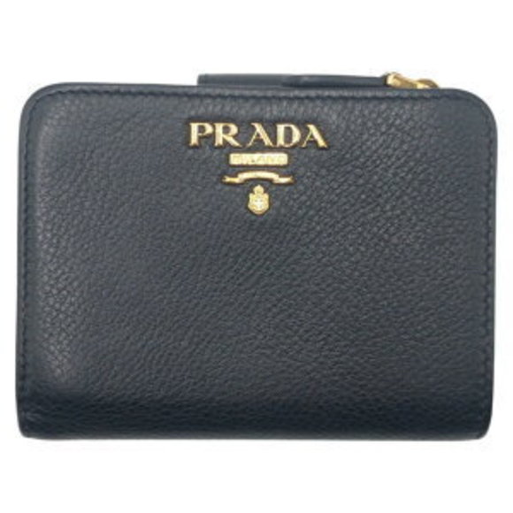 PRADA Black Leather Bifold Wallet Folding - Picture 1 of 9